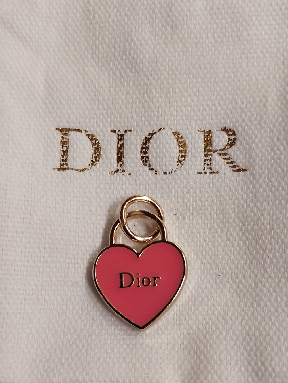 CD Gold-Trim Pink Heart Charm Pendant